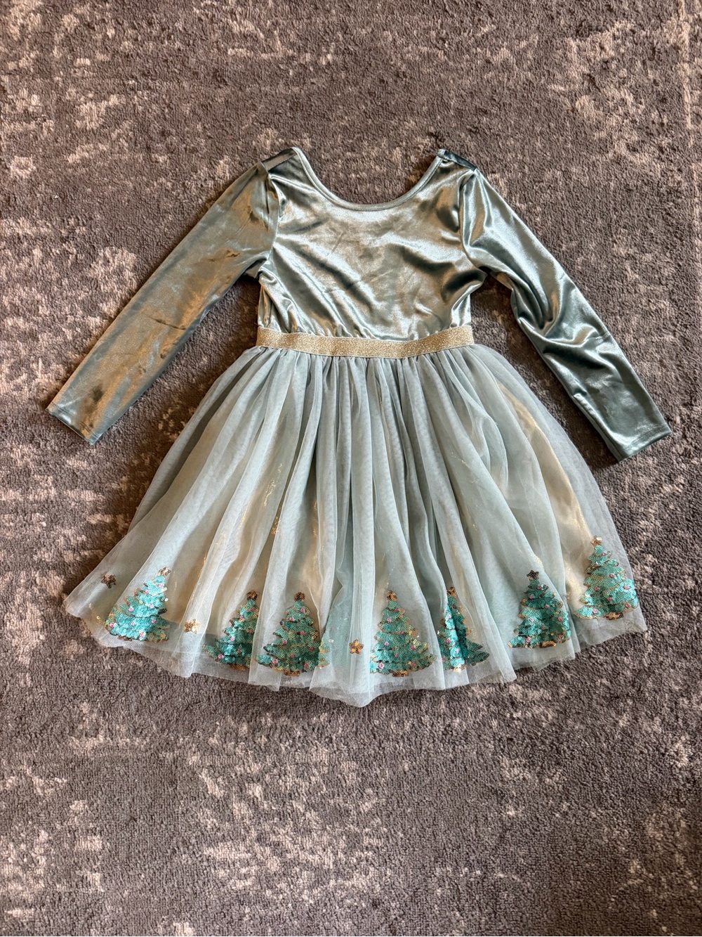 Zunie Girls' Mint Green Tulle & Crushed Velvet Holiday Dress size 7